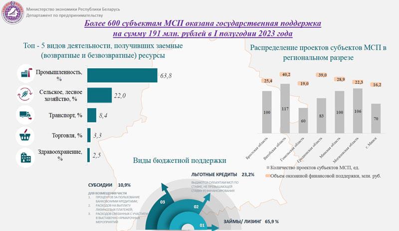 Более 600 субъектов малого и среднего предпринимательства получили господдержку в первом полугодии