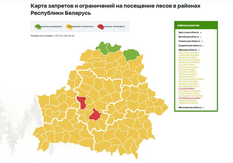 В двух районах Минской области введен запрет на посещение лесов В двух районах Минской области введен запрет на посещение лесов