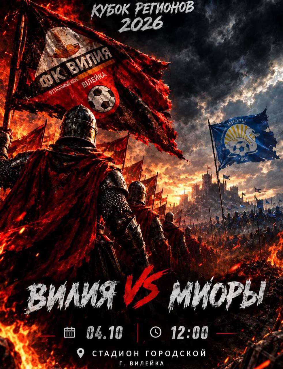 Футбольный матч ФК "Вилия" – ФК "Миоры" состоится на городском стадионе 4 октября